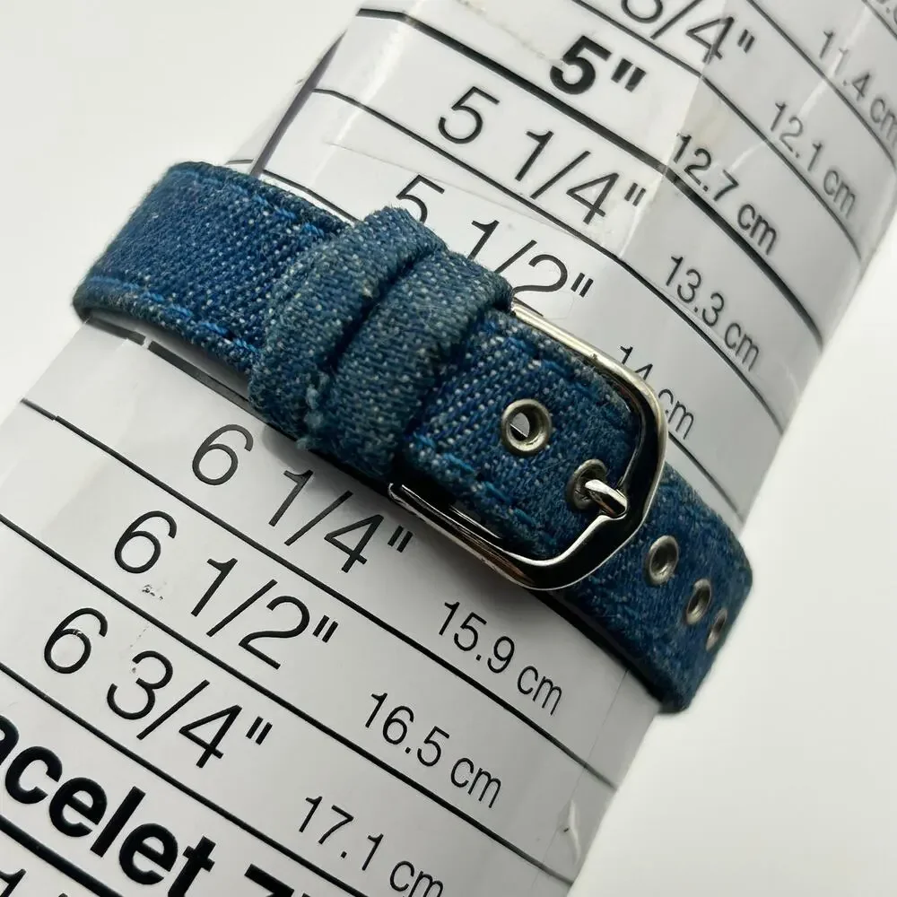Shiffon Blue Denim Fabric Band and Case Cover Women’s Quartz Watch New Battery